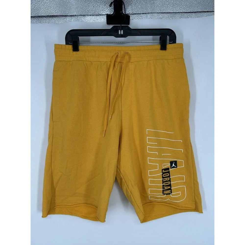 Jordan JumpMan Air Fleece Training Sweat Shorts Men's L Yellow‎ Drawstring Waist